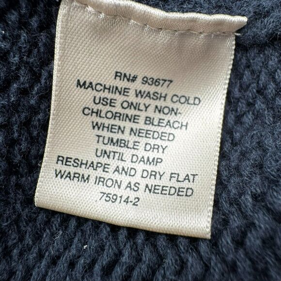 ST JOHN'S BAY Men's Large Navy Blue White Snowflake Knit Sweater 1/4 Zip Vintage - Picture 4 of 7